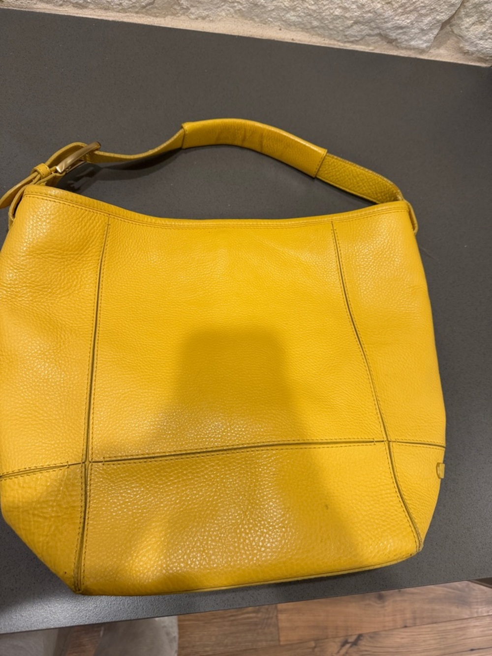 Yellow Leather Shoulder Bag - Women's Hobo Tote